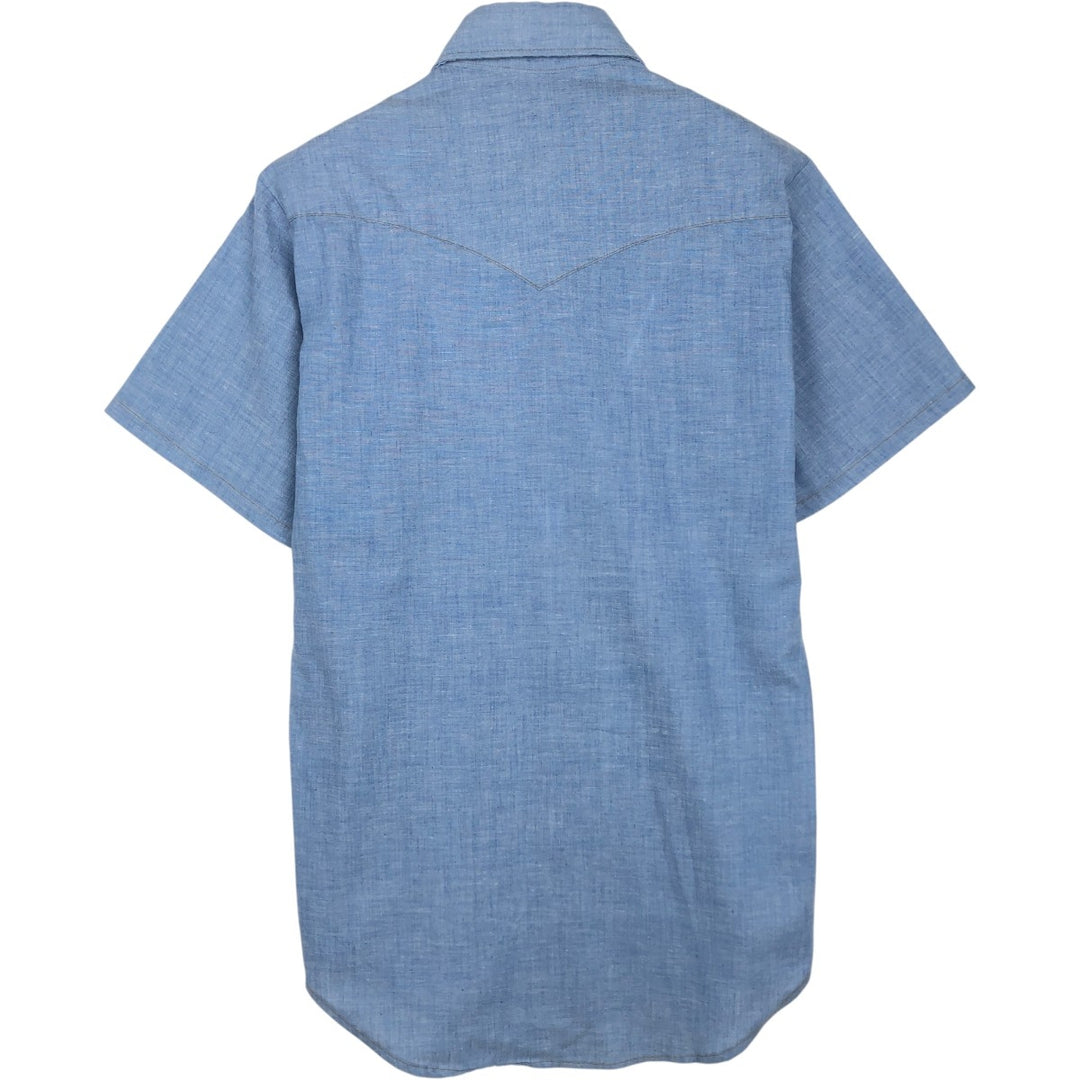 70'S Sears Western Wear Short Sleeve Western Shirt Men's M Vintage unclear blue type Vintage Second Hand