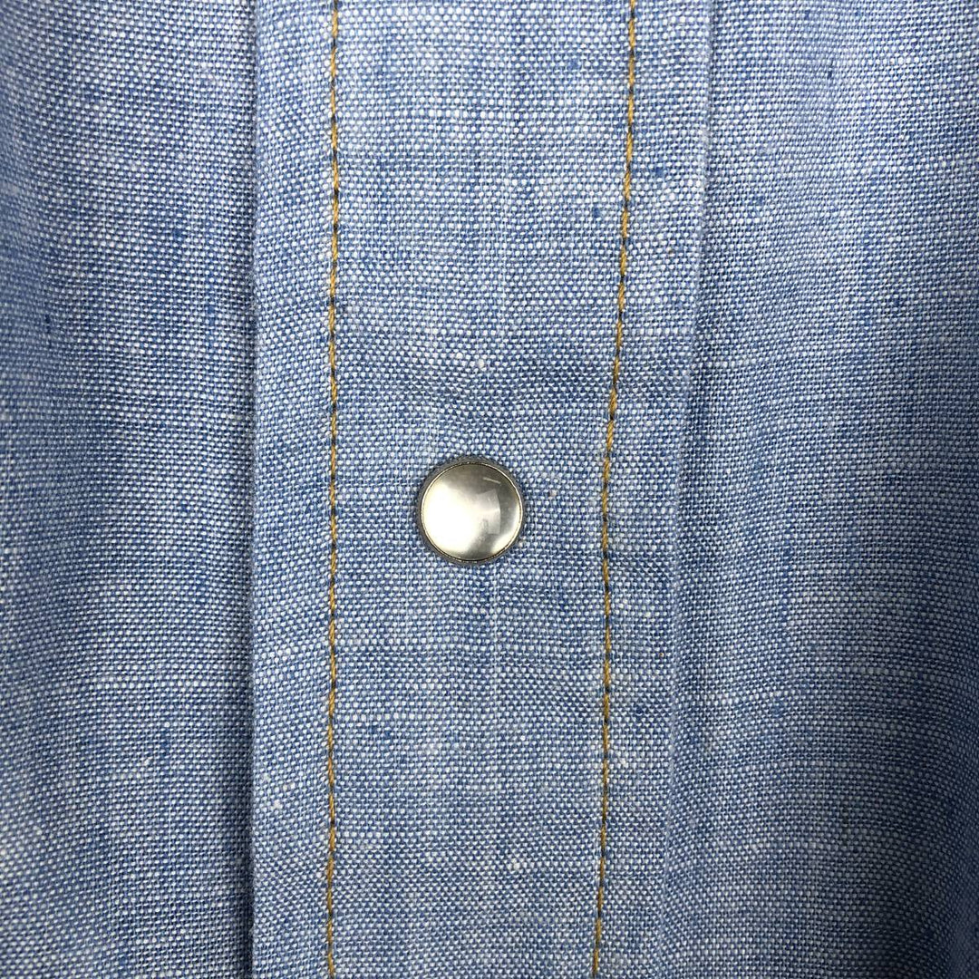 70'S Sears Western Wear Short Sleeve Western Shirt Men's M Vintage unclear blue type Vintage Second Hand