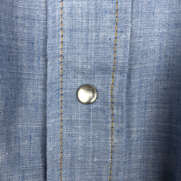 70'S Sears Western Wear Short Sleeve Western Shirt Men's M Vintage unclear blue type Vintage Second Hand