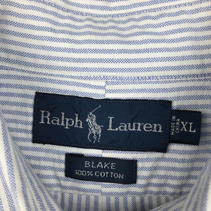 Ralph Lauren BLAKE long sleeve button-down striped shirt, men's size XL cotton white type Vintage Second Hand