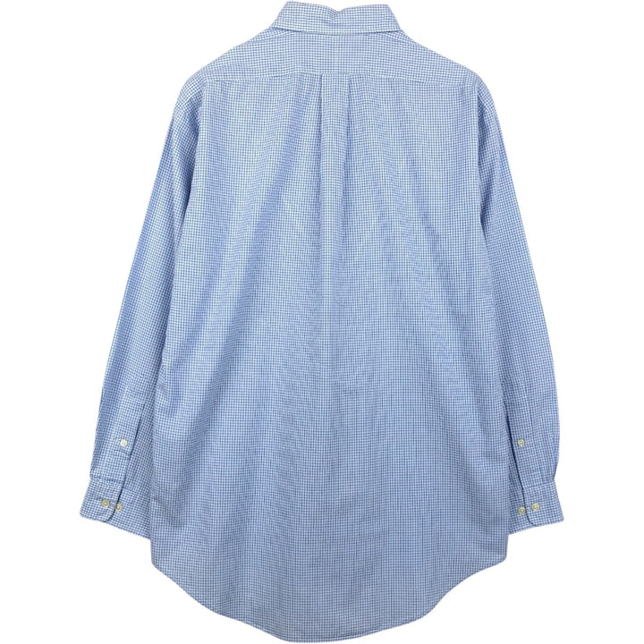 Ralph Lauren YARMOUTH Long Sleeve Button-Down Check Shirt, Men's Size M cotton Blue type light blue Vintage Second Hand