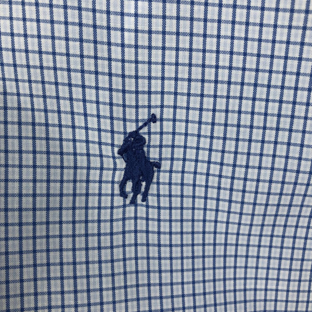 Ralph Lauren YARMOUTH Long Sleeve Button-Down Check Shirt, Men's Size M cotton Blue type light blue Vintage Second Hand