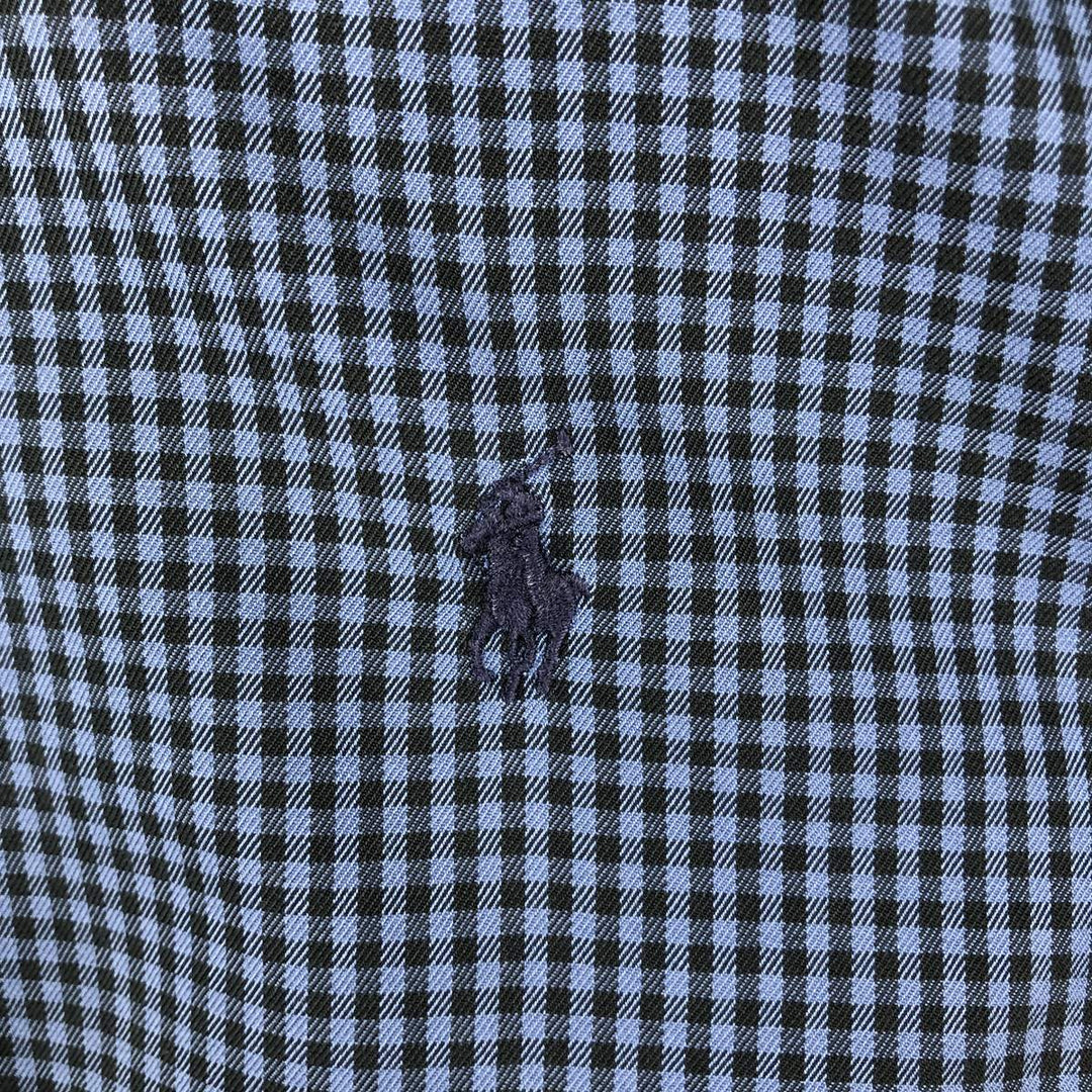 Ralph Lauren BLAKE Gingham Check Long Sleeve Button-Down Check Shirt, Men's Size L cotton Navy blue Vintage Second Hand