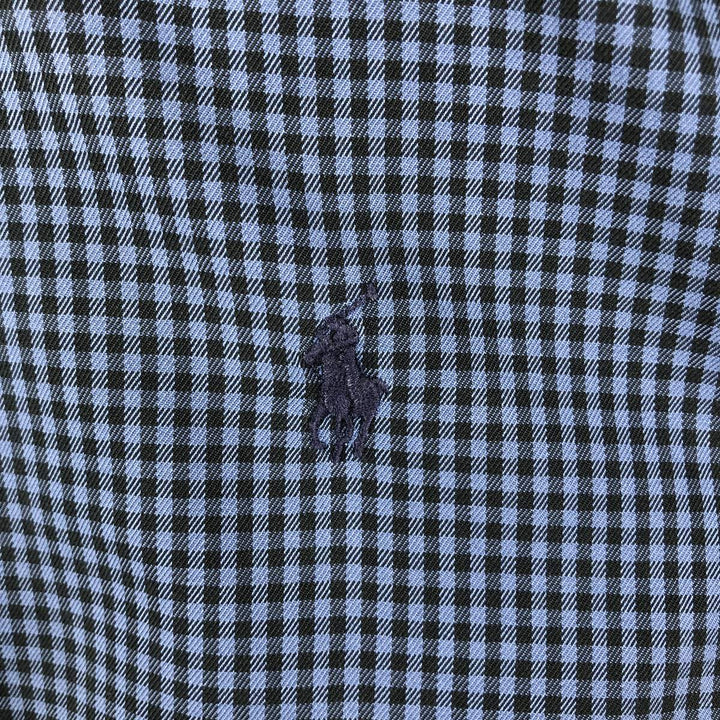 Ralph Lauren BLAKE Gingham Check Long Sleeve Button-Down Check Shirt, Men's Size L cotton Navy blue Vintage Second Hand