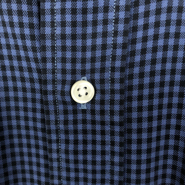 Ralph Lauren BLAKE Gingham Check Long Sleeve Button-Down Check Shirt, Men's Size L cotton Navy blue Vintage Second Hand