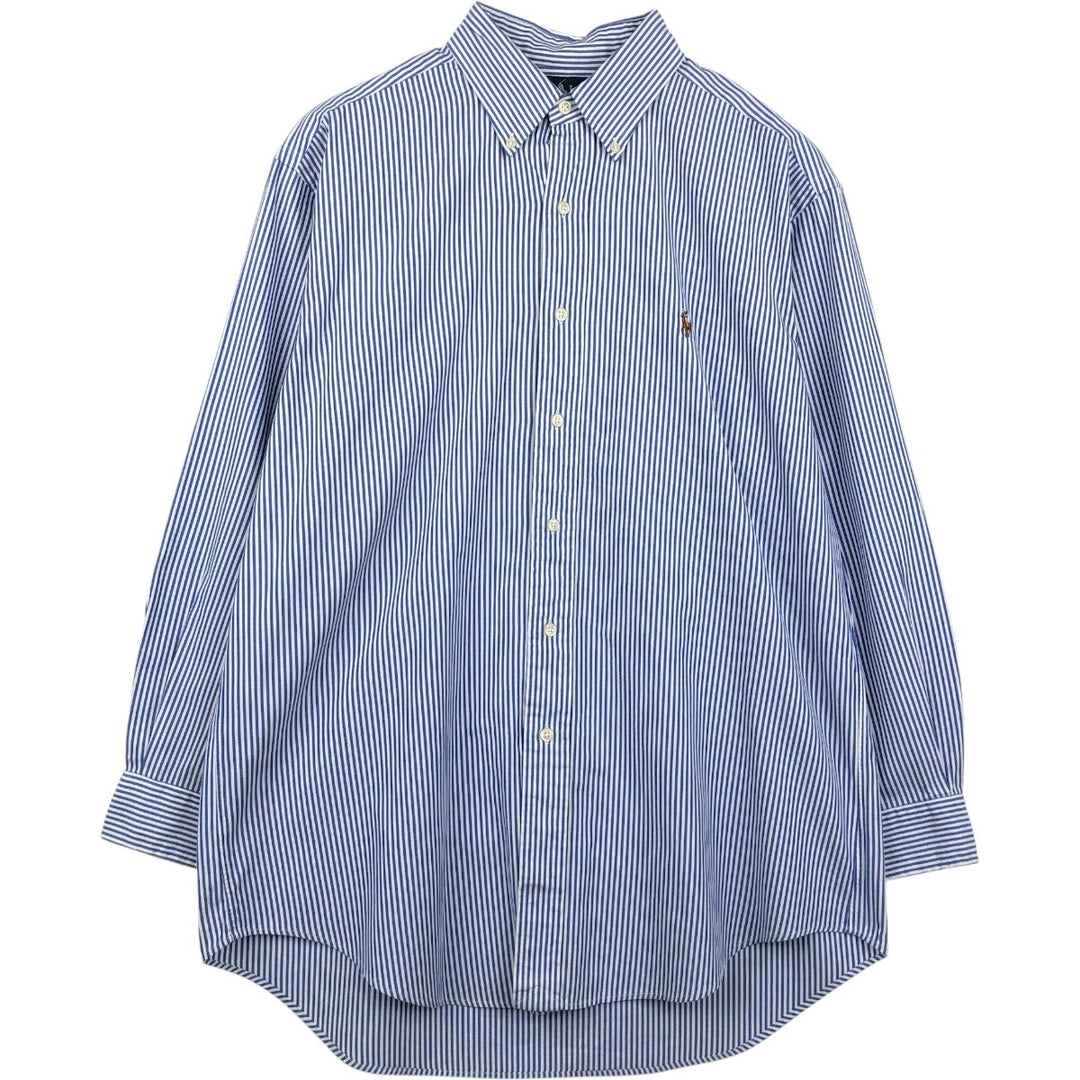 Ralph Lauren YARMOUTH Long Sleeve Button-Down Striped Shirt, Men's Size L cotton blue type Vintage Second Hand