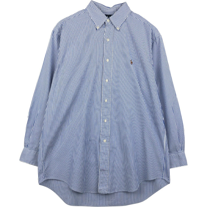 Ralph Lauren YARMOUTH Long Sleeve Button-Down Striped Shirt, Men's Size L cotton blue type Vintage Second Hand