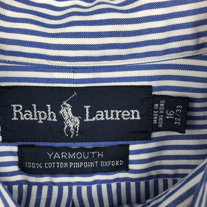 Ralph Lauren YARMOUTH Long Sleeve Button-Down Striped Shirt, Men's Size L cotton blue type Vintage Second Hand