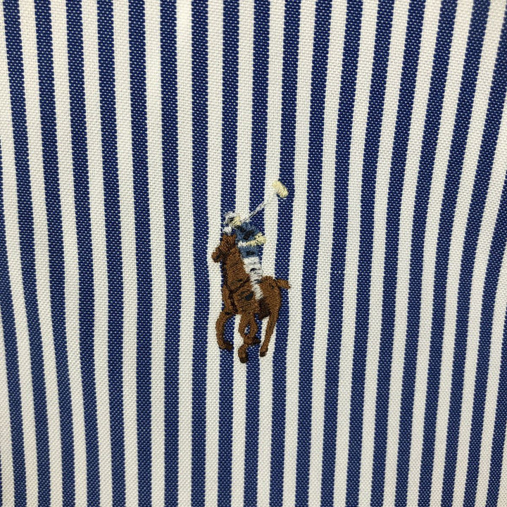 Ralph Lauren YARMOUTH Long Sleeve Button-Down Striped Shirt, Men's Size L cotton blue type Vintage Second Hand