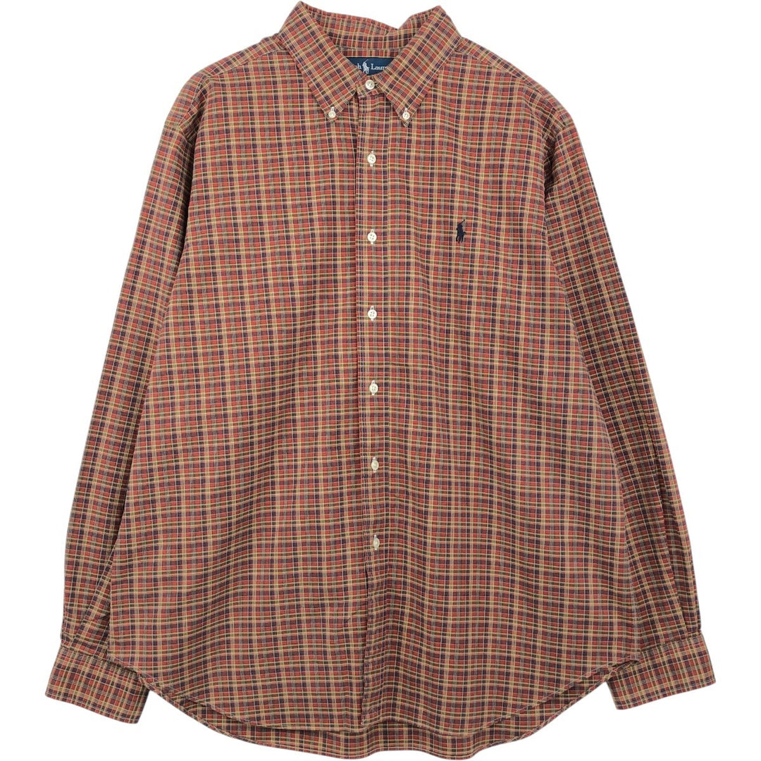 Ralph Lauren Classic Fit Long Sleeve Button Down Check Shirt Men's XL cotton brown type Vintage Second Hand