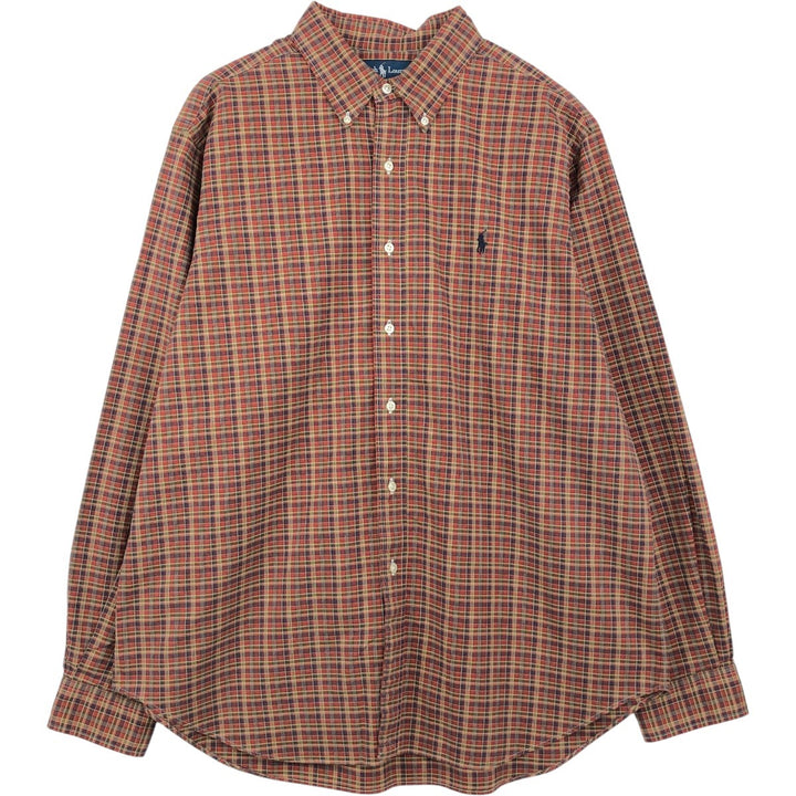 Ralph Lauren Classic Fit Long Sleeve Button Down Check Shirt Men's XL cotton brown type Vintage Second Hand