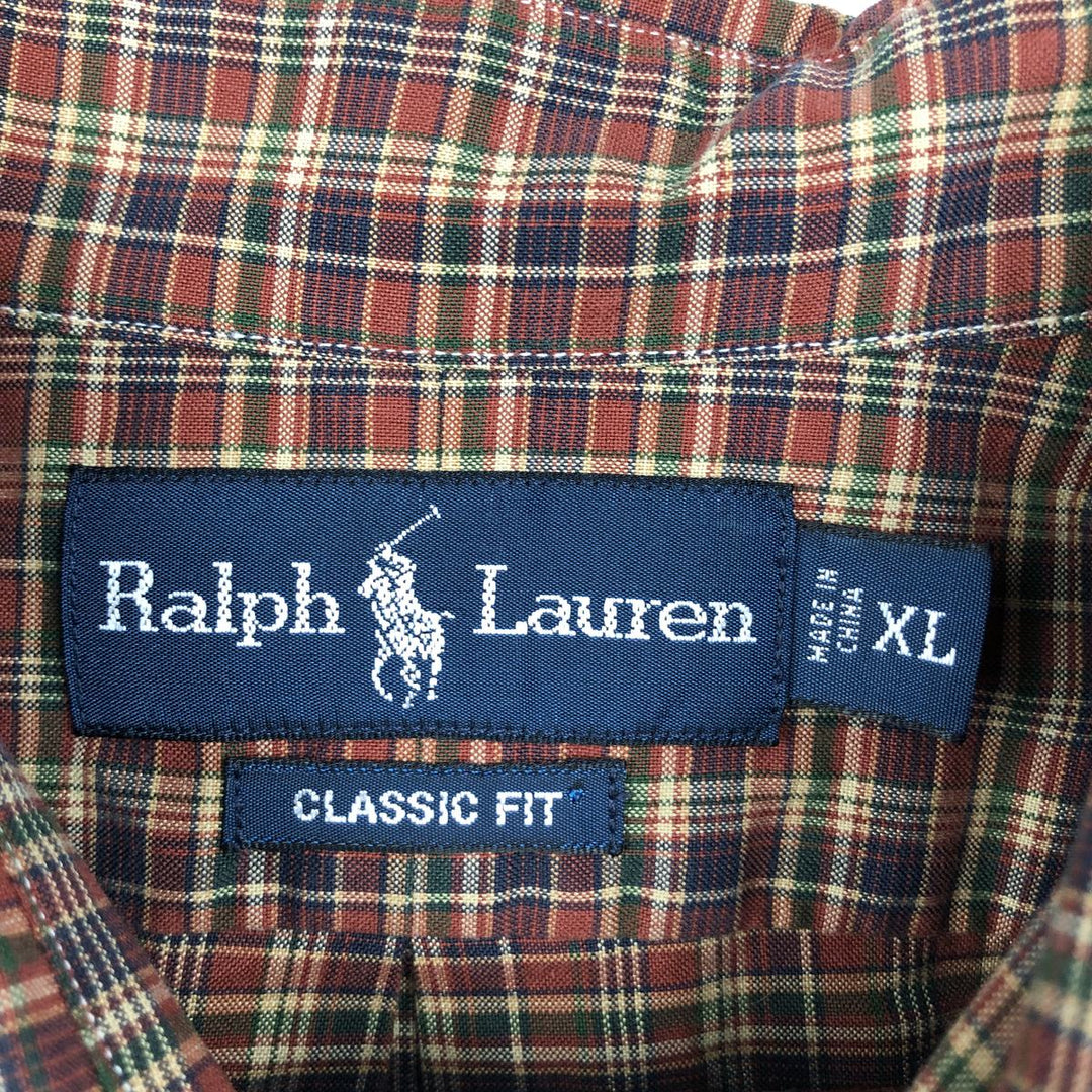 Ralph Lauren Classic Fit Long Sleeve Button Down Check Shirt Men's XL cotton brown type Vintage Second Hand