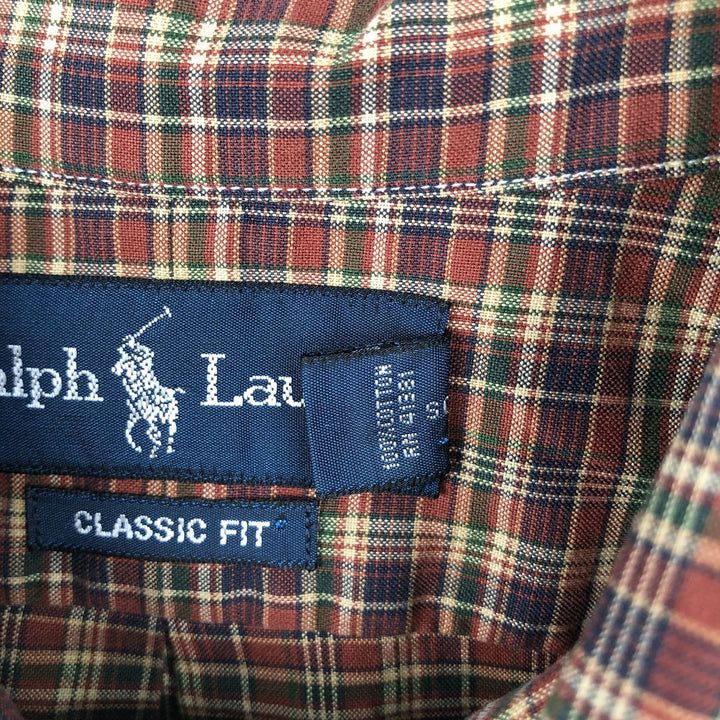 Ralph Lauren Classic Fit Long Sleeve Button Down Check Shirt Men's XL cotton brown type Vintage Second Hand