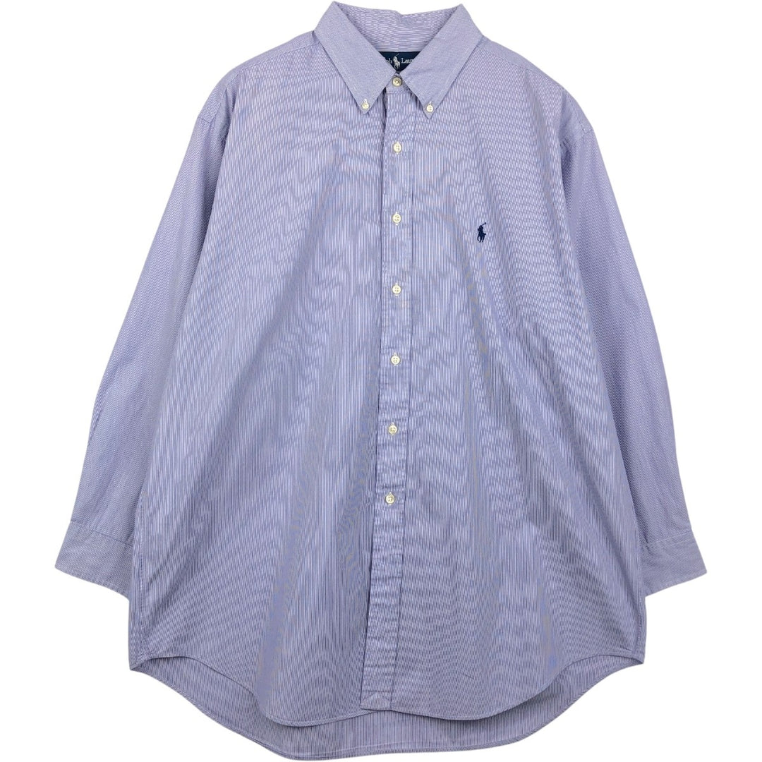 Ralph Lauren YARMOUTH Long Sleeve Button-Down Striped Shirt, Men's XL cotton Purple type blue-purple Vintage Second Hand
