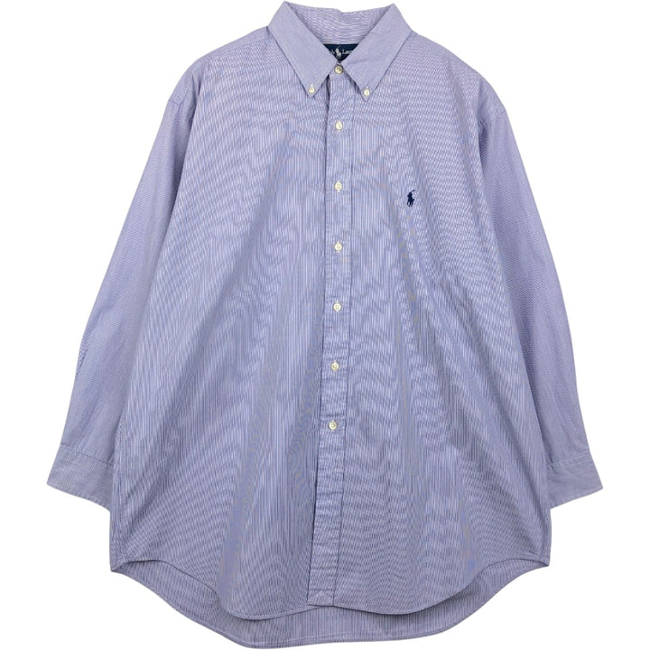 Ralph Lauren YARMOUTH Long Sleeve Button-Down Striped Shirt, Men's XL cotton Purple type blue-purple Vintage Second Hand