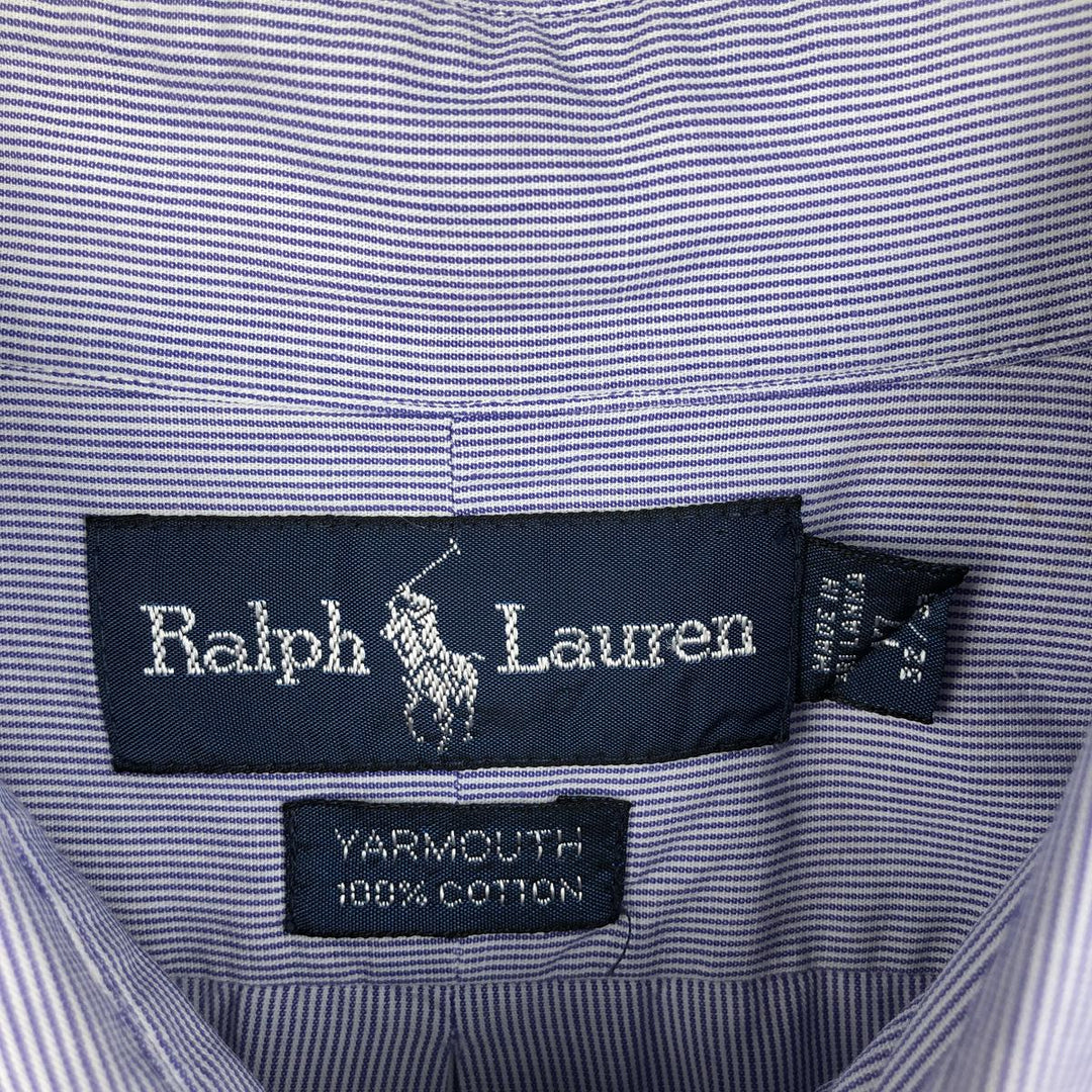 Ralph Lauren YARMOUTH Long Sleeve Button-Down Striped Shirt, Men's XL cotton Purple type blue-purple Vintage Second Hand
