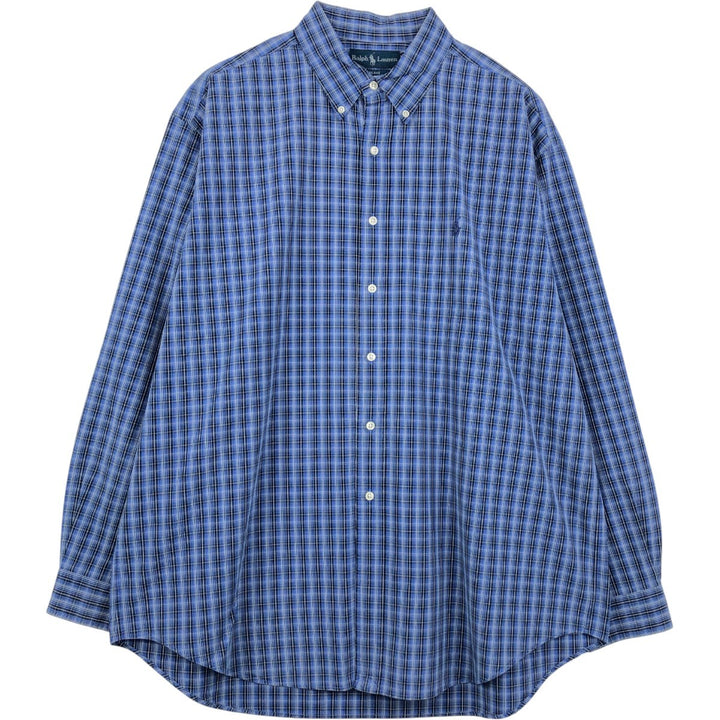 Ralph Lauren BLAKE long sleeve button down check shirt, men's XL size cotton blue type Vintage Second Hand