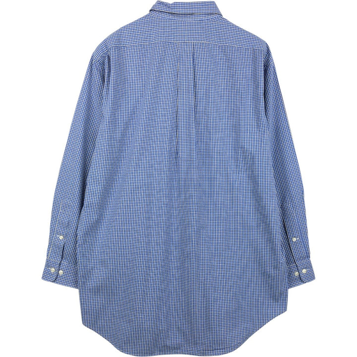 Ralph Lauren YARMOUTH Long Sleeve Button-Down Check Shirt, Men's Size L cotton Navy blue Vintage Second Hand