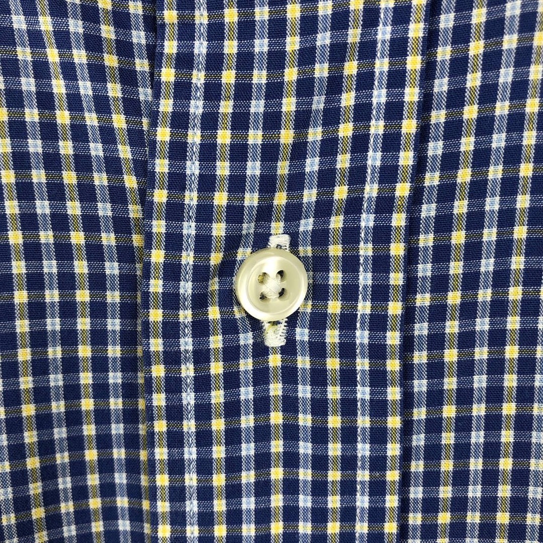 Ralph Lauren YARMOUTH Long Sleeve Button-Down Check Shirt, Men's Size L cotton Navy blue Vintage Second Hand
