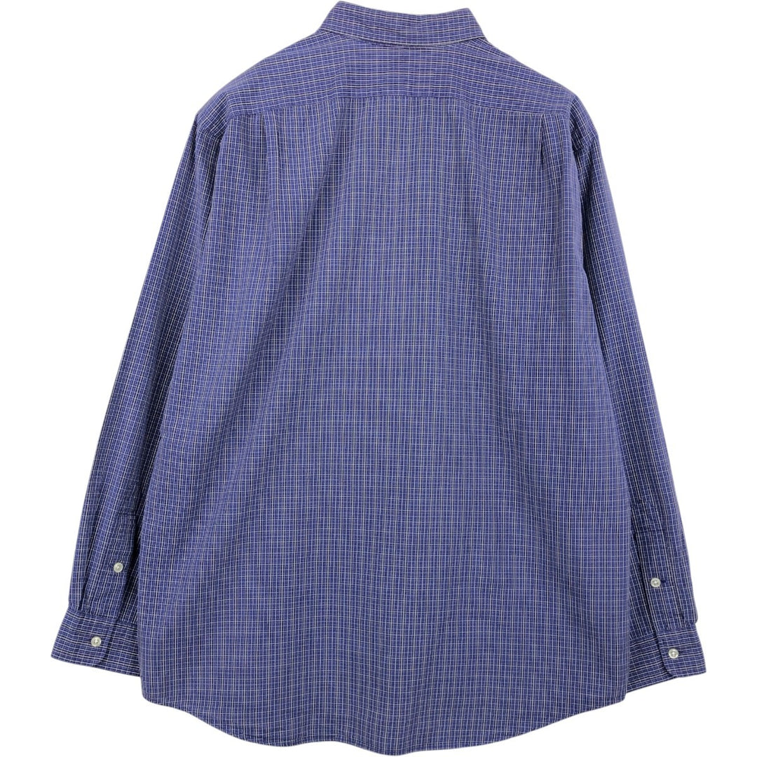 Ralph Lauren POLO by Ralph Lauren LOWELL SPORT long sleeve cotton check shirt, men's size L cotton navy blue type Vintage Second Hand