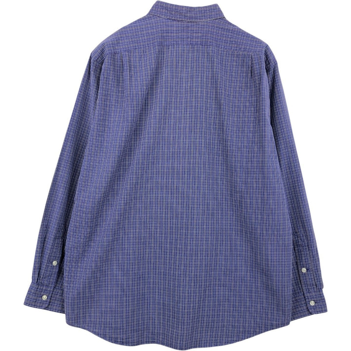 Ralph Lauren POLO by Ralph Lauren LOWELL SPORT long sleeve cotton check shirt, men's size L cotton navy blue type Vintage Second Hand