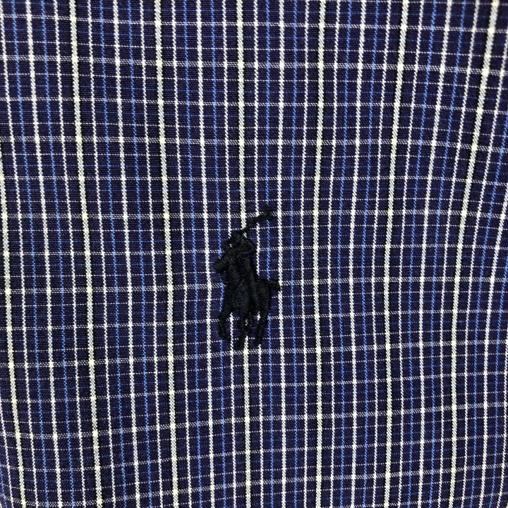 Ralph Lauren POLO by Ralph Lauren LOWELL SPORT long sleeve cotton check shirt, men's size L cotton navy blue type Vintage Second Hand