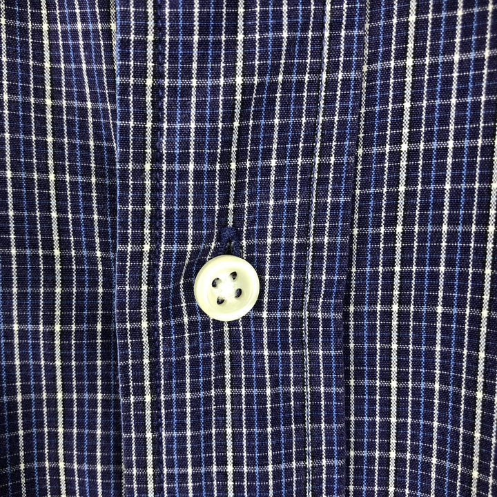 Ralph Lauren POLO by Ralph Lauren LOWELL SPORT long sleeve cotton check shirt, men's size L cotton navy blue type Vintage Second Hand