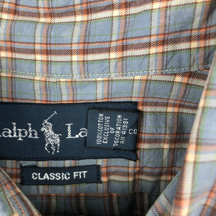 Ralph Lauren Classic Fit Long Sleeve Button Down Check Shirt Men's M cotton gray type Vintage Second Hand