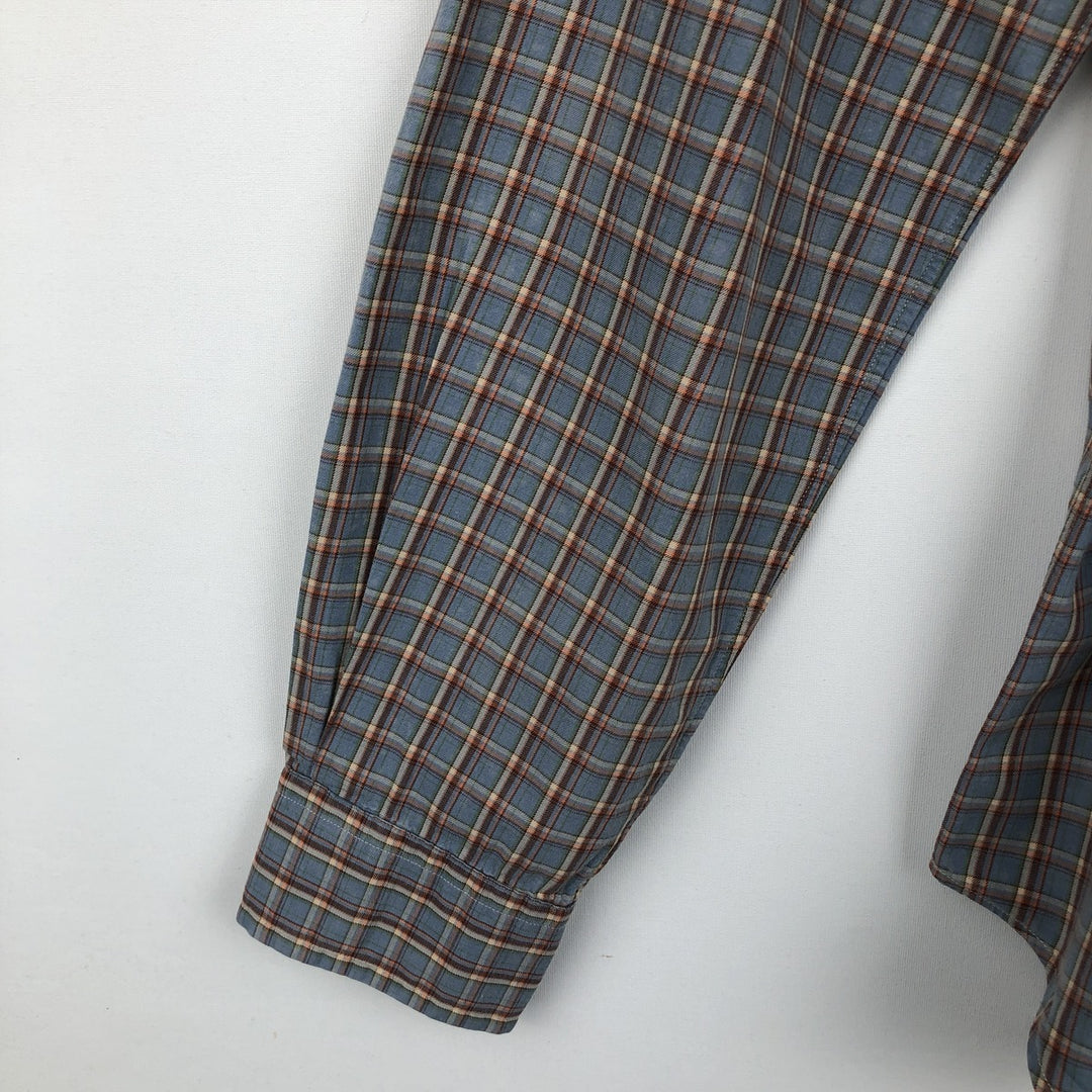 Ralph Lauren Classic Fit Long Sleeve Button Down Check Shirt Men's M cotton gray type Vintage Second Hand