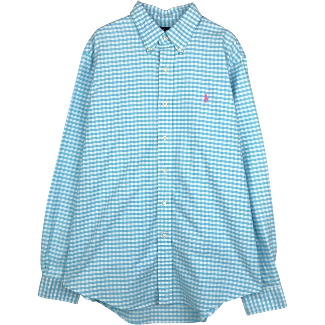 Ralph Lauren CUSTOM FIT Gingham Check Long Sleeve Button Down Check Shirt Men's L size cotton white type Vintage Second Hand