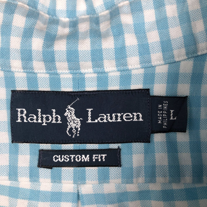 Ralph Lauren CUSTOM FIT Gingham Check Long Sleeve Button Down Check Shirt Men's L size cotton white type Vintage Second Hand