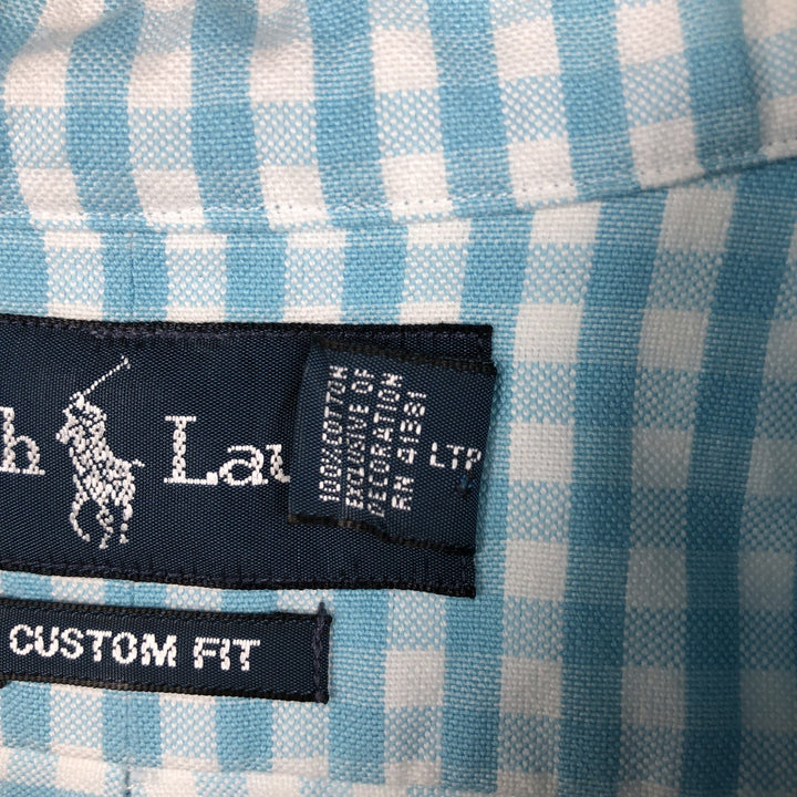Ralph Lauren CUSTOM FIT Gingham Check Long Sleeve Button Down Check Shirt Men's L size cotton white type Vintage Second Hand