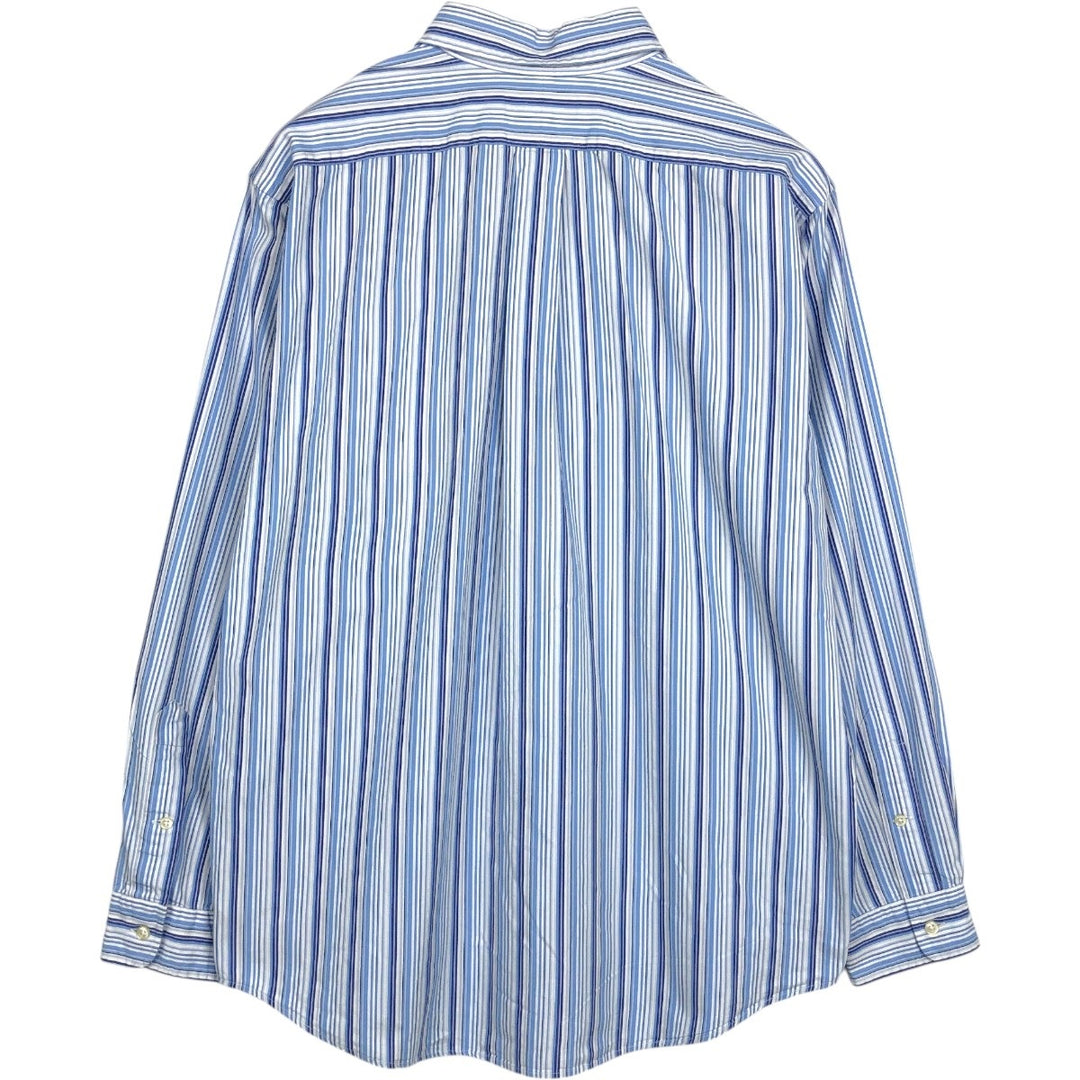 Ralph Lauren POLO by Ralph Lauren CUSTOM FIT Multi-stripe Long-Sleeve Button-Down Stripe Shirt, Men's Size L (approx.) cotton white type Vintage Second Hand