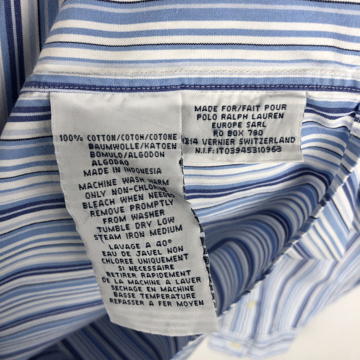 Ralph Lauren POLO by Ralph Lauren CUSTOM FIT Multi-stripe Long-Sleeve Button-Down Stripe Shirt, Men's Size L (approx.) cotton white type Vintage Second Hand