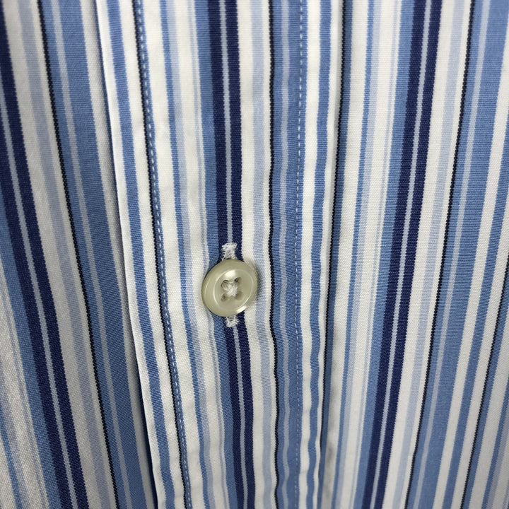 Ralph Lauren POLO by Ralph Lauren CUSTOM FIT Multi-stripe Long-Sleeve Button-Down Stripe Shirt, Men's Size L (approx.) cotton white type Vintage Second Hand
