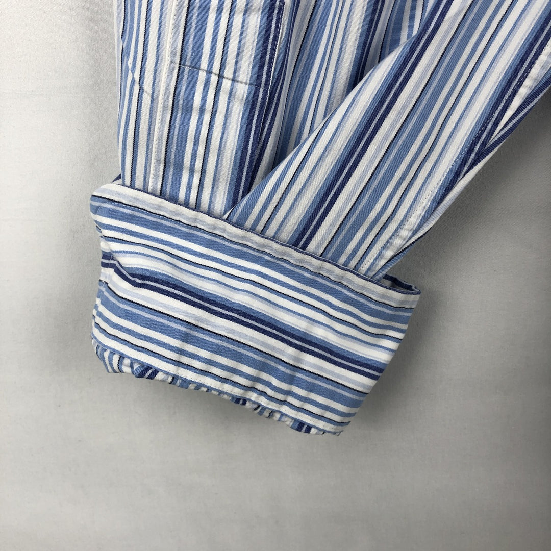 Ralph Lauren POLO by Ralph Lauren CUSTOM FIT Multi-stripe Long-Sleeve Button-Down Stripe Shirt, Men's Size L (approx.) cotton white type Vintage Second Hand