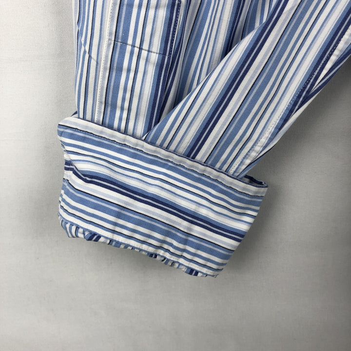 Ralph Lauren POLO by Ralph Lauren CUSTOM FIT Multi-stripe Long-Sleeve Button-Down Stripe Shirt, Men's Size L (approx.) cotton white type Vintage Second Hand
