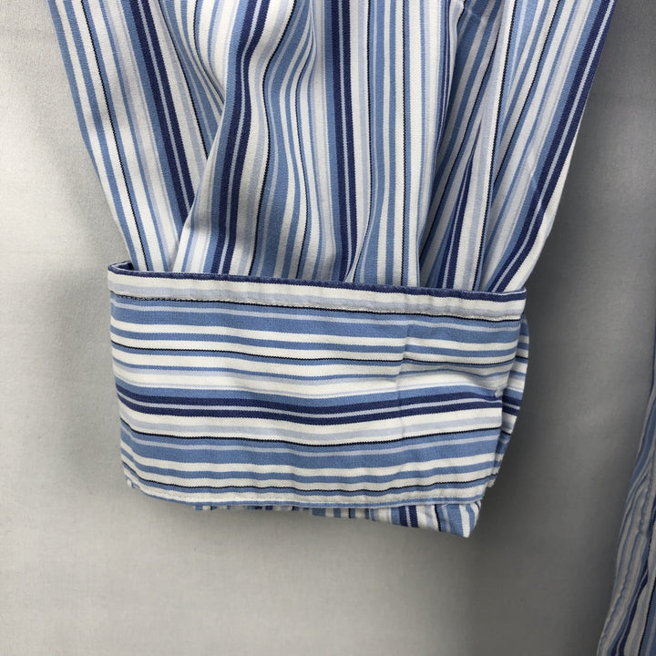 Ralph Lauren POLO by Ralph Lauren CUSTOM FIT Multi-stripe Long-Sleeve Button-Down Stripe Shirt, Men's Size L (approx.) cotton white type Vintage Second Hand