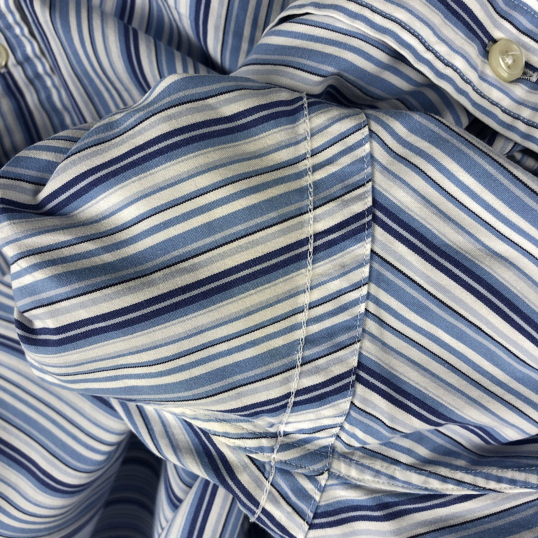 Ralph Lauren POLO by Ralph Lauren CUSTOM FIT Multi-stripe Long-Sleeve Button-Down Stripe Shirt, Men's Size L (approx.) cotton white type Vintage Second Hand