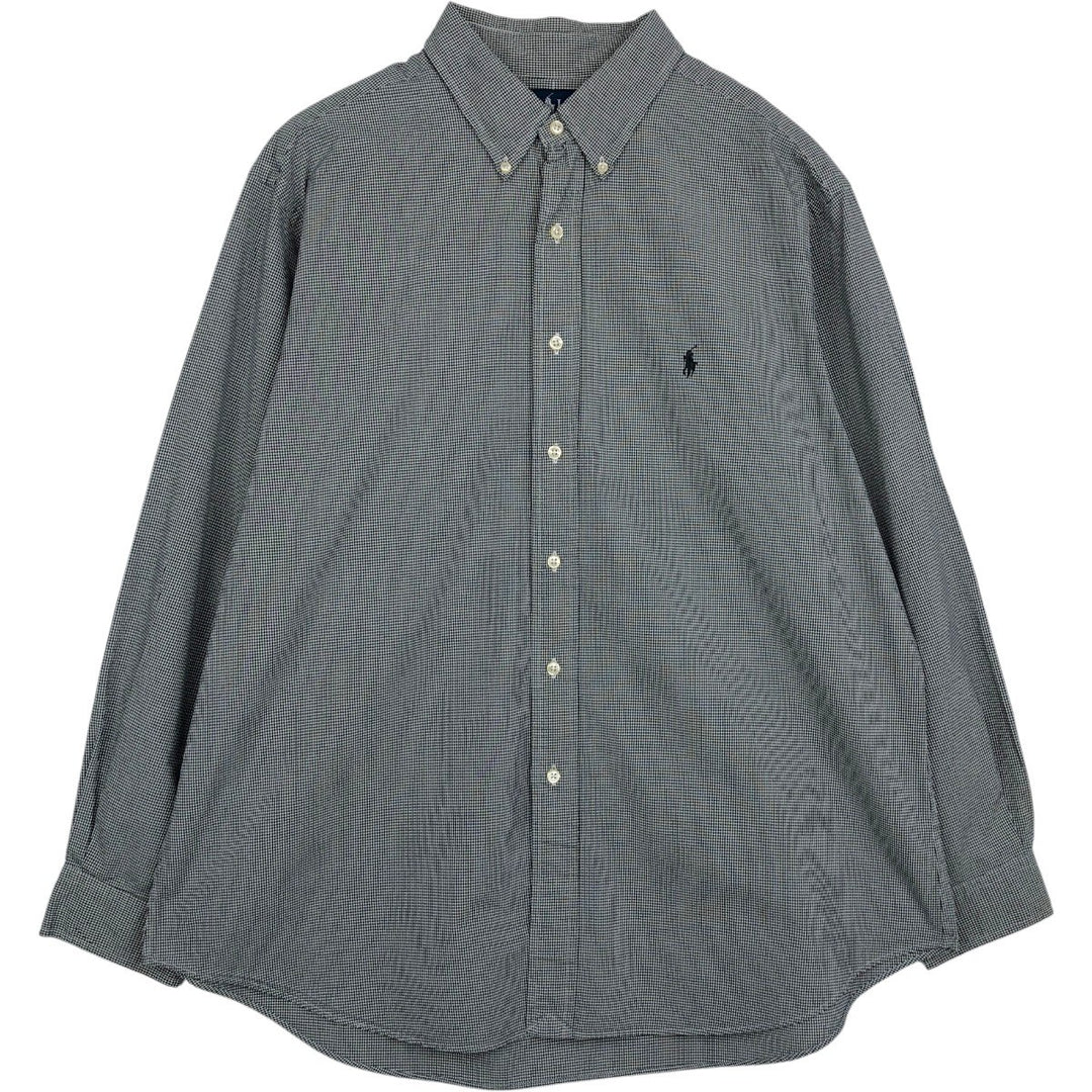 Ralph Lauren Classic Fit Long Sleeve Button Down Check Shirt Men's XL cotton navy blue type Vintage Second Hand