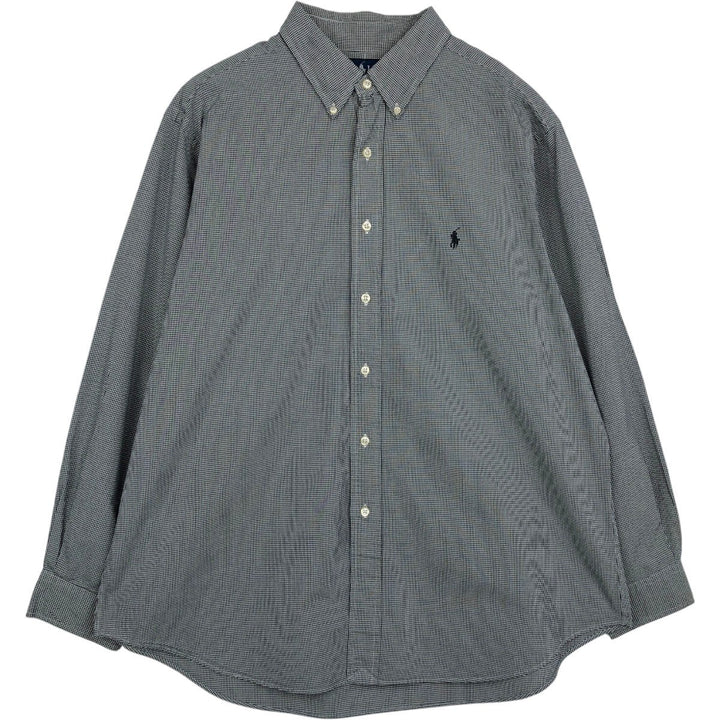 Ralph Lauren Classic Fit Long Sleeve Button Down Check Shirt Men's XL cotton navy blue type Vintage Second Hand