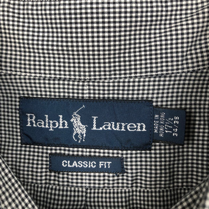 Ralph Lauren Classic Fit Long Sleeve Button Down Check Shirt Men's XL cotton navy blue type Vintage Second Hand