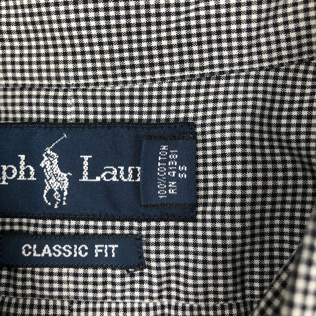 Ralph Lauren Classic Fit Long Sleeve Button Down Check Shirt Men's XL cotton navy blue type Vintage Second Hand