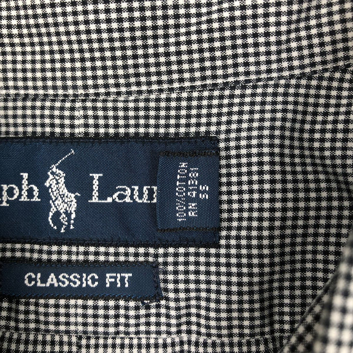 Ralph Lauren Classic Fit Long Sleeve Button Down Check Shirt Men's XL cotton navy blue type Vintage Second Hand