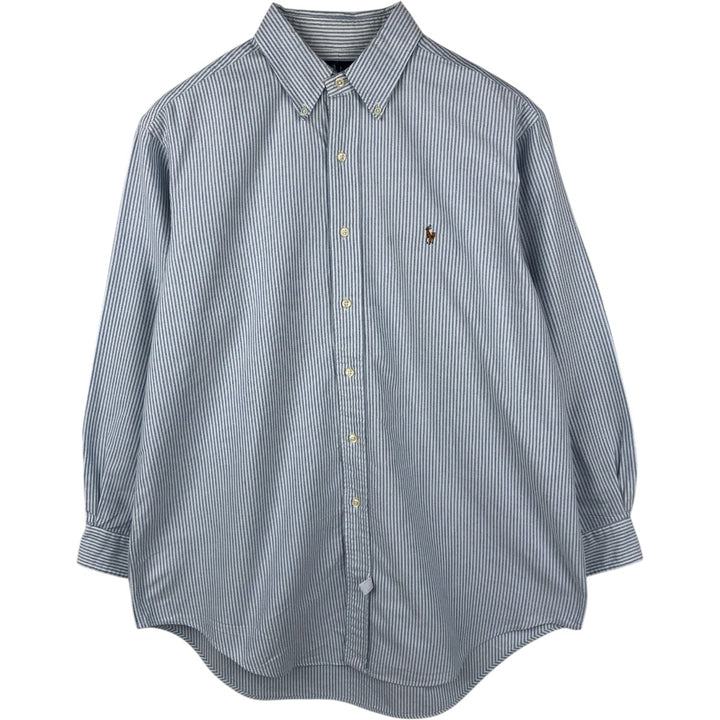 Ralph Lauren long sleeve button down striped shirt, men's size L cotton white type Vintage Second Hand