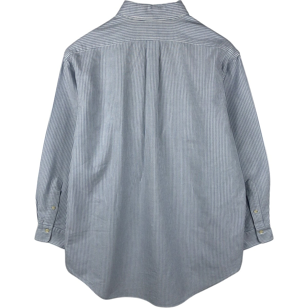 Ralph Lauren long sleeve button down striped shirt, men's size L cotton white type Vintage Second Hand