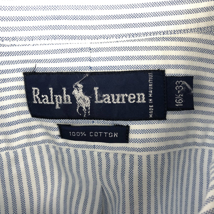 Ralph Lauren long sleeve button down striped shirt, men's size L cotton white type Vintage Second Hand