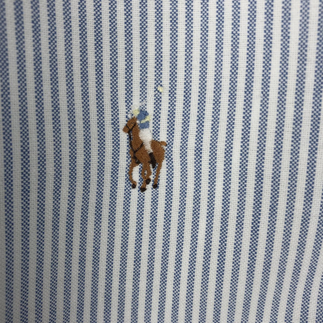 Ralph Lauren long sleeve button down striped shirt, men's size L cotton white type Vintage Second Hand