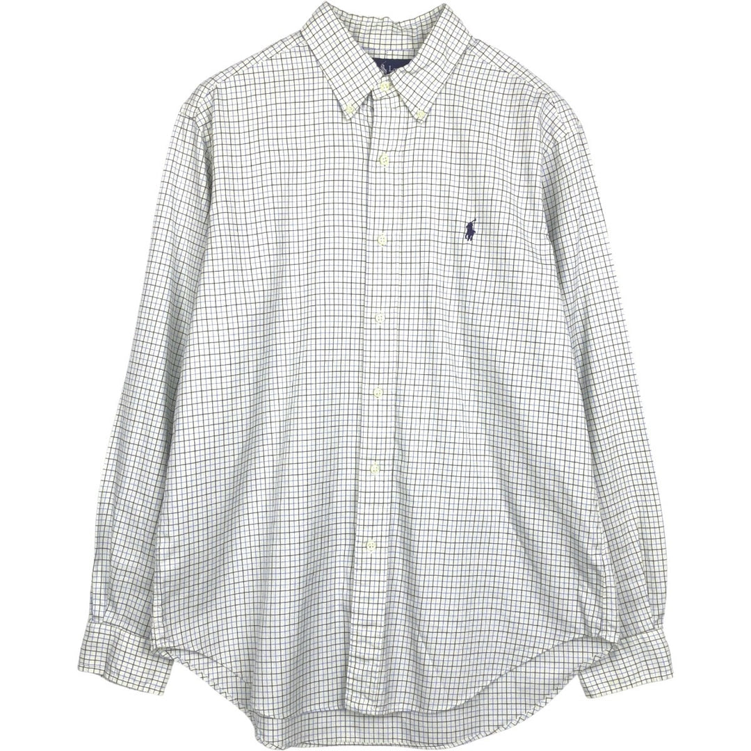 Ralph Lauren Classic Fit Long Sleeve Button Down Check Shirt Men's Size L cotton white type Vintage Second Hand