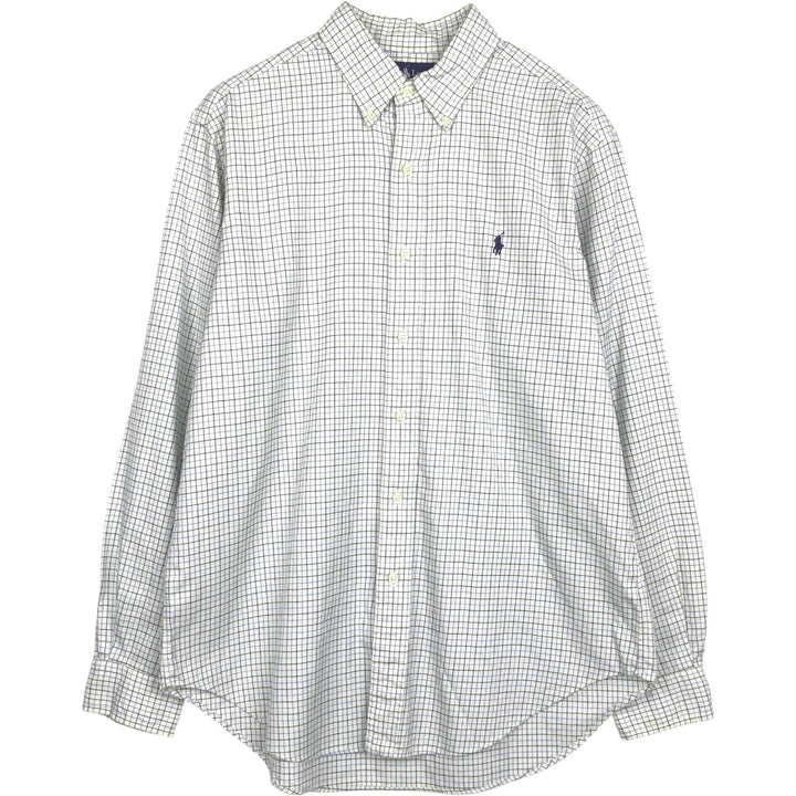 Ralph Lauren Classic Fit Long Sleeve Button Down Check Shirt Men's Size L cotton white type Vintage Second Hand